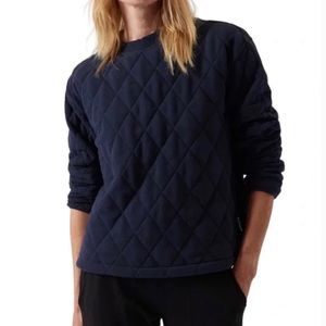 NWT Athleta Retroplush Quilted Crewneck Sweatshirt, Navy, XS